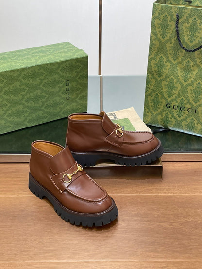 HORSEBIT ANKLE BOOTS 4.5CM IN RUSSET BROWN CALFSKIN