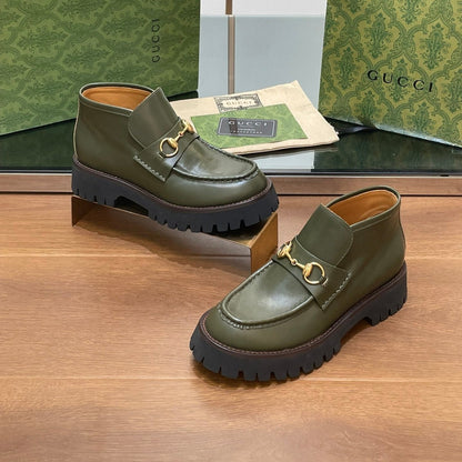 HORSEBIT ANKLE BOOTS 4.5CM IN ARMY GREEN CALFSKIN
