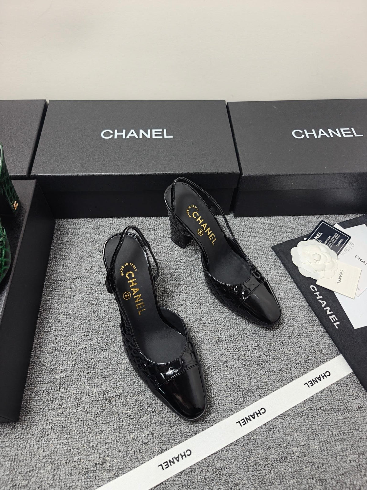 Chanel 2026 Crocodile Embossed Slingback Glossy Calfskin 855982