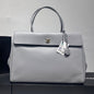Chanel 2026 Large Shopping Bag 43cm Light Grey Grained Calfskin 363705