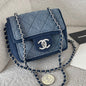 Chanel 2026 Quilted Mini Flap Bag 17cm Blue Denim