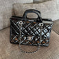 Chanel 2026 CC Delivery Tote Bag 30cm Black Glossy Calfskin