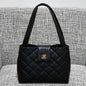 Chanel 2026 Caviar Diamond Flap Shoulder Bag 29cm Black Embossed Calfskin