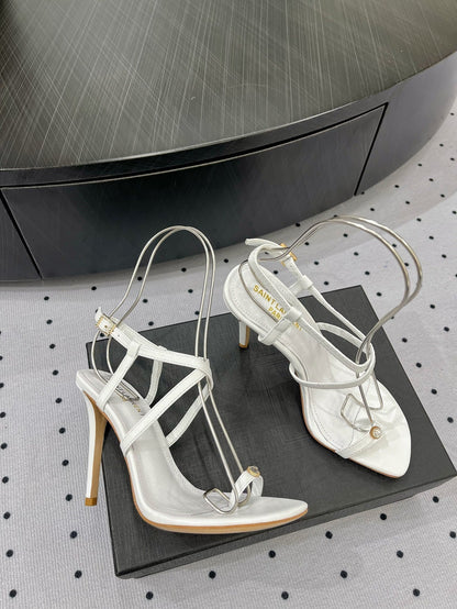SL LINDEN HEELED SANDALS WHITE CALFSKIN