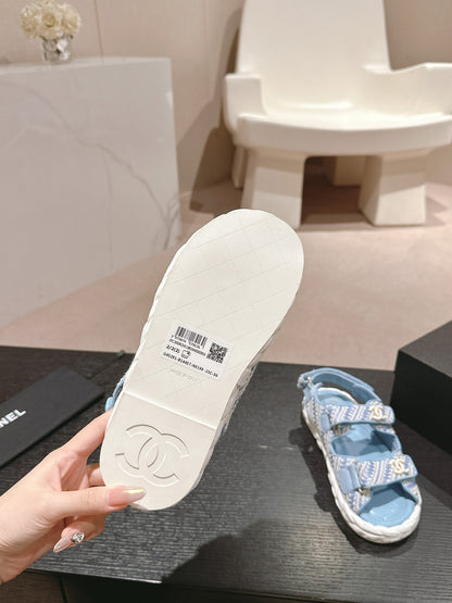 CC DAD SANDALS IN LIGHT BLUE CALFSKIN