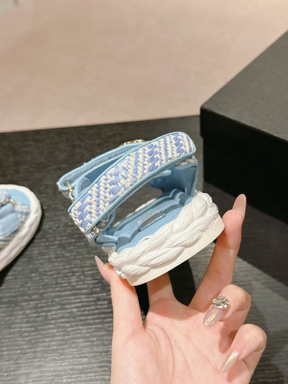 CC DAD SANDALS IN LIGHT BLUE CALFSKIN
