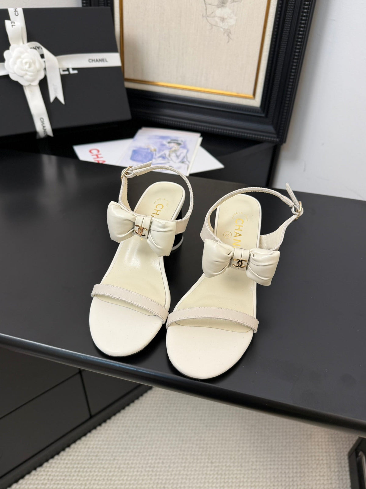 MID HEEL 45 MM SANDALS IN WHITE CREAM CALFSKIN