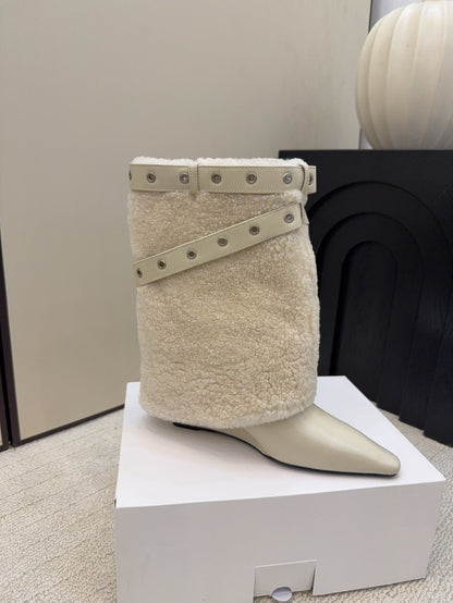 CC 26 Ankle Boot With Buckle Off-white Cowhide Wool 589110