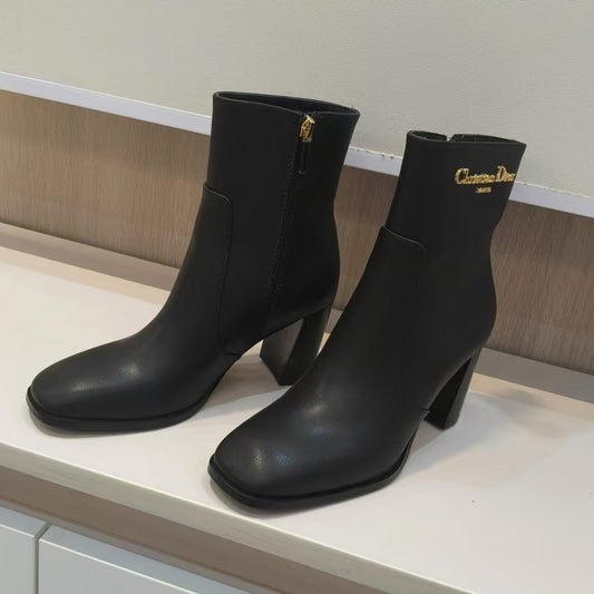Dior 2026 D-Town Heeled Ankle Boots 80mm Leather 939033