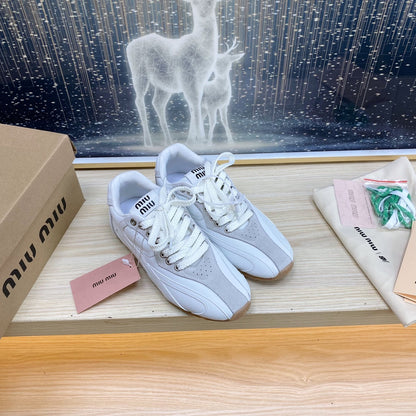 NB White and Gray Sneakers Cowhide