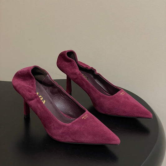 PRA 26SS Pointed Toe Heels Burgundy Suede 593832