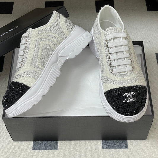 CC 26 Platform Sneaker White Sequin-embellished Leather 593346