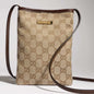 Gucci 2026 Phone Pouch with Strap 20cm Sand mix Brown Canvas Leather