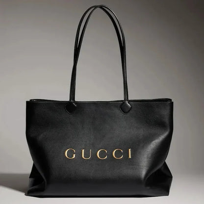 Gucci 2026 NY Large Tote Bag 42cm Black Canvas Leather