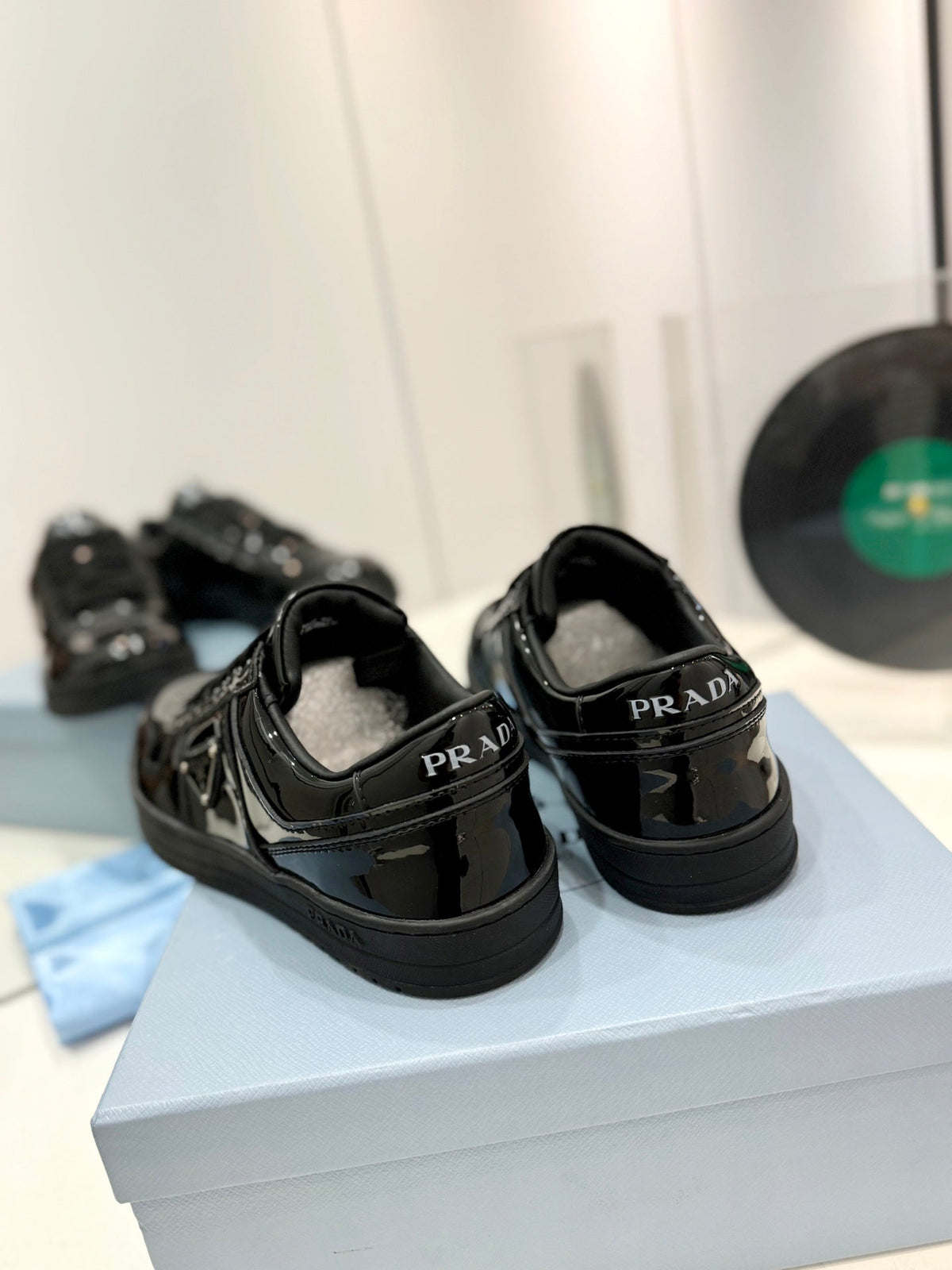 PRA DOWNTOWN PERFORATED SNEAKERS GLOSSY BLACK CALFSKIN