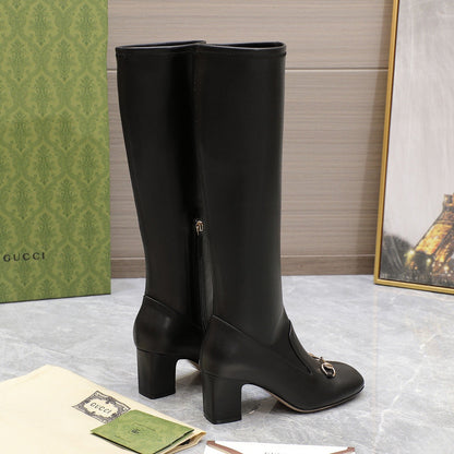 GG HORSEBIT KNEE HIGH BOOTS IN BLACK SHEEPSKIN