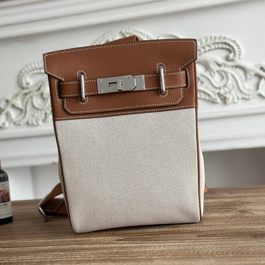 High-end Hermes 2026 Hac a Dos Bag 26cm Canvas/Togo Calfskin