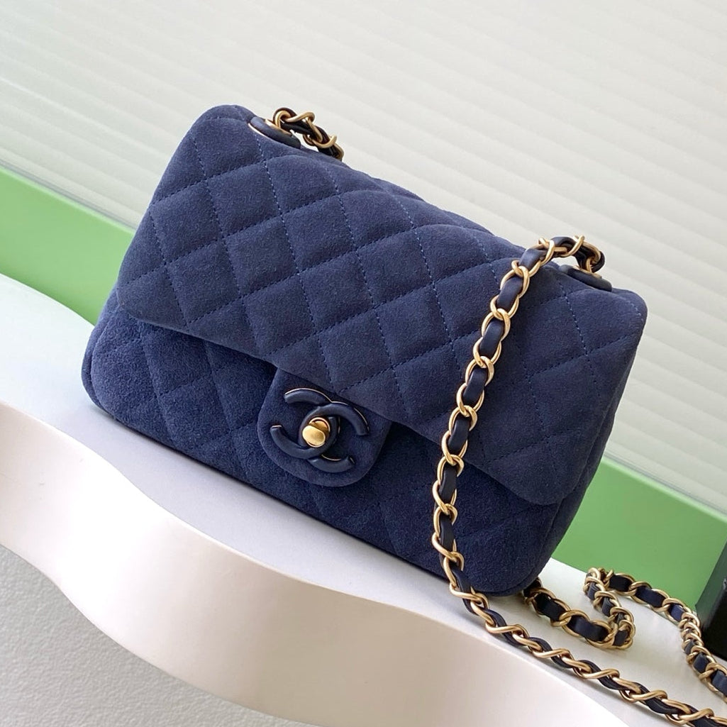 Chanel 2026 Flap Bag Blue Suede Leather