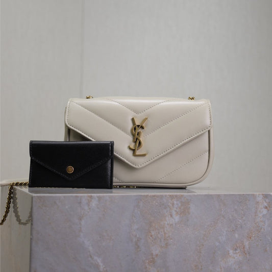 LOULOU MINI 20 IN WHITE SHEEPSKIN GOLD HARDWARE