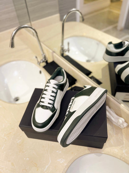SL SL/61 SNEAKERS DARK GREEN AND WHITE CALFSKIN