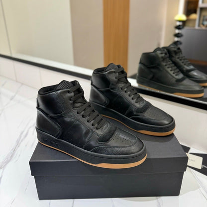 MID-TOP SNEAKERS IN BLACK PERFORATED LAMBSKIN