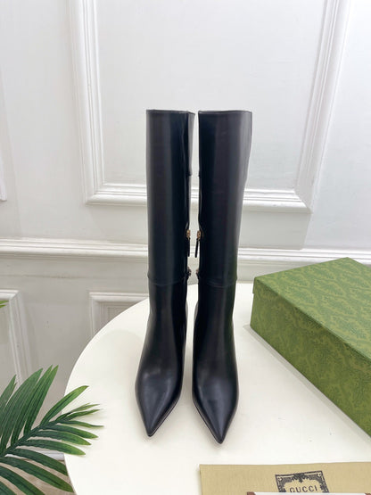 SIGNORIA KNEE BOOTS 10.5CM IN BLACK CALFSKIN